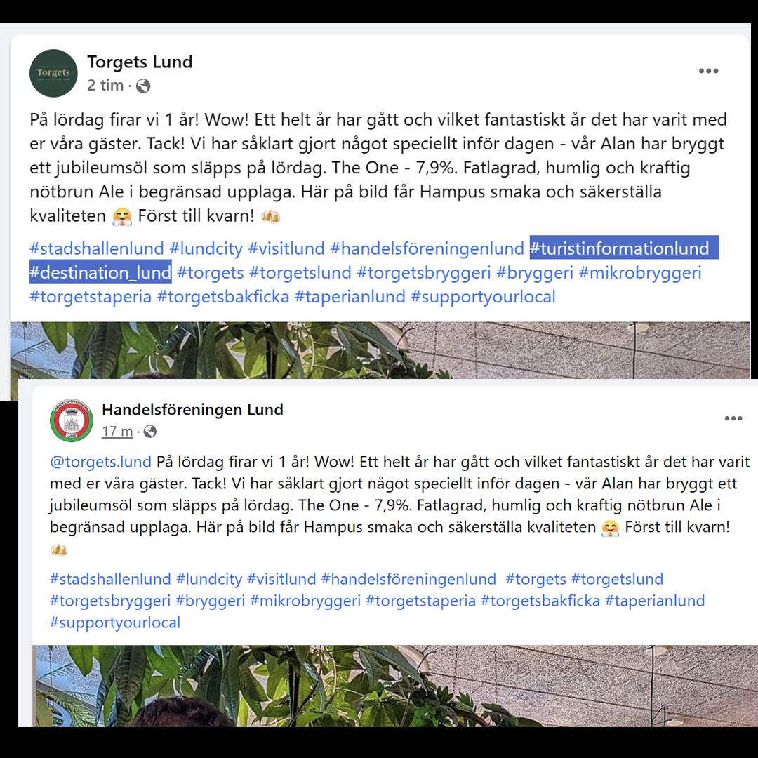 Handelsföreningen i Lund raderar våra taggar när de delar inlägg från andra som använt våra taggar