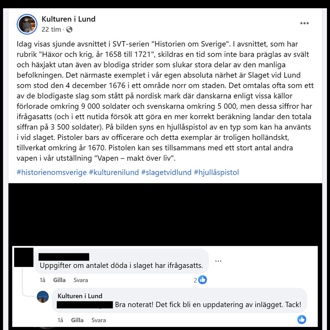 Information från Kulturen i Lund om Slaget vid Lund med Wikipedia som källa