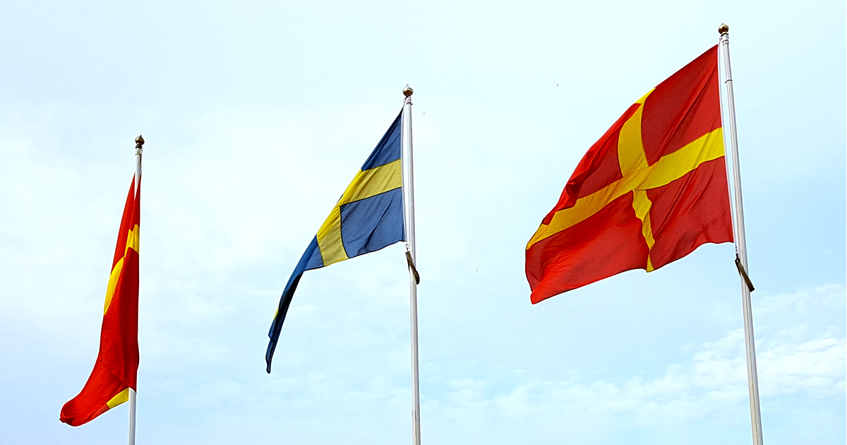 Skånska flaggan på Stortorget i Lund