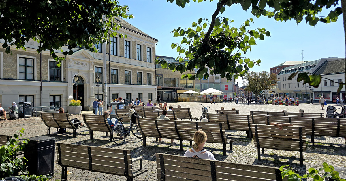 Stortorget i Lund som anlades år 987 på order av prinsessan Helga från Kyjiv
