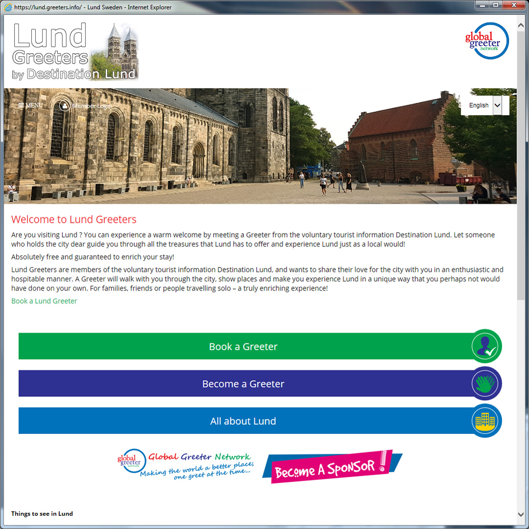 Lund Greeters sida hos den ursprungliga organisationen Global Greeter Network