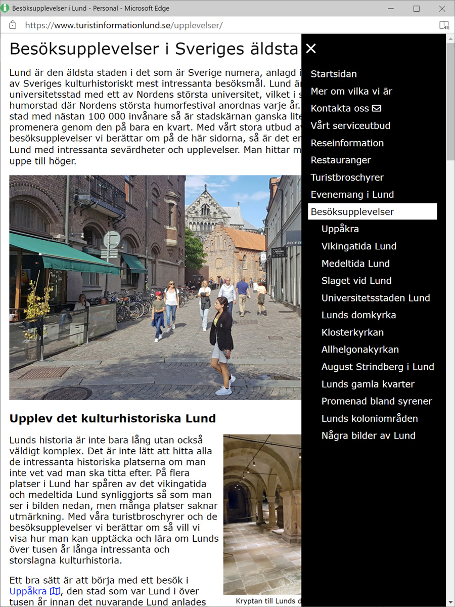 Lunds ideella turistinformation Destination Lunds webbplats