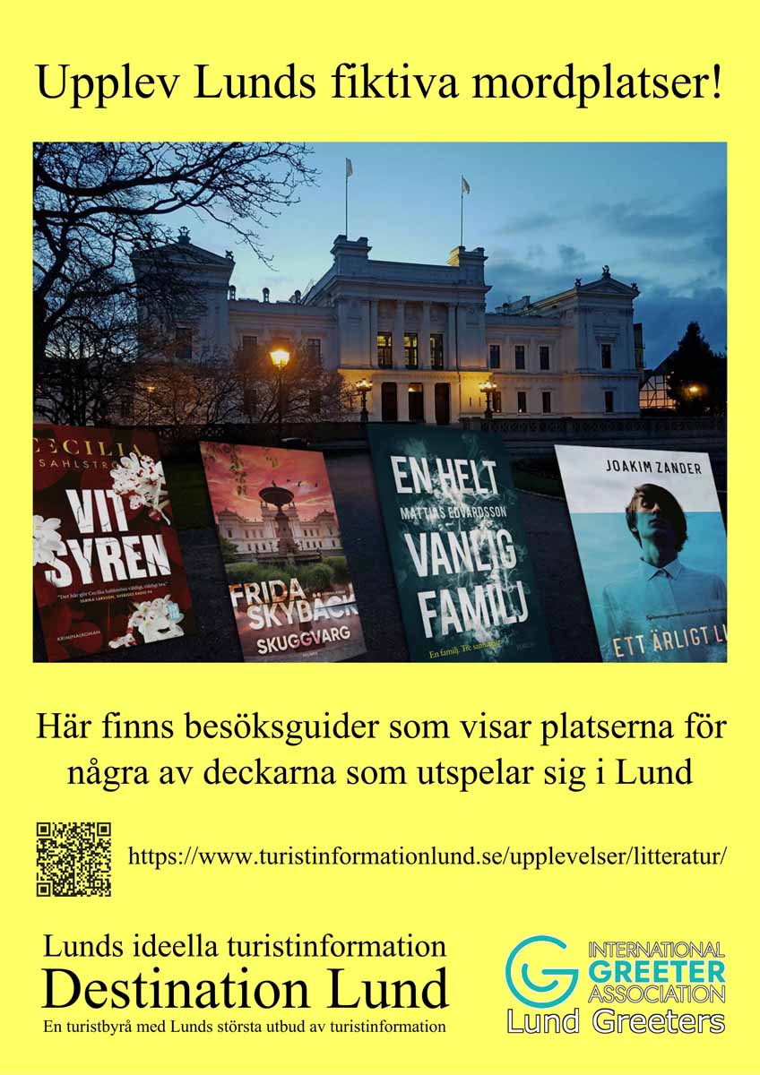 Poster i A3 på svenska om besöksguiderna för litterära platser i Lund