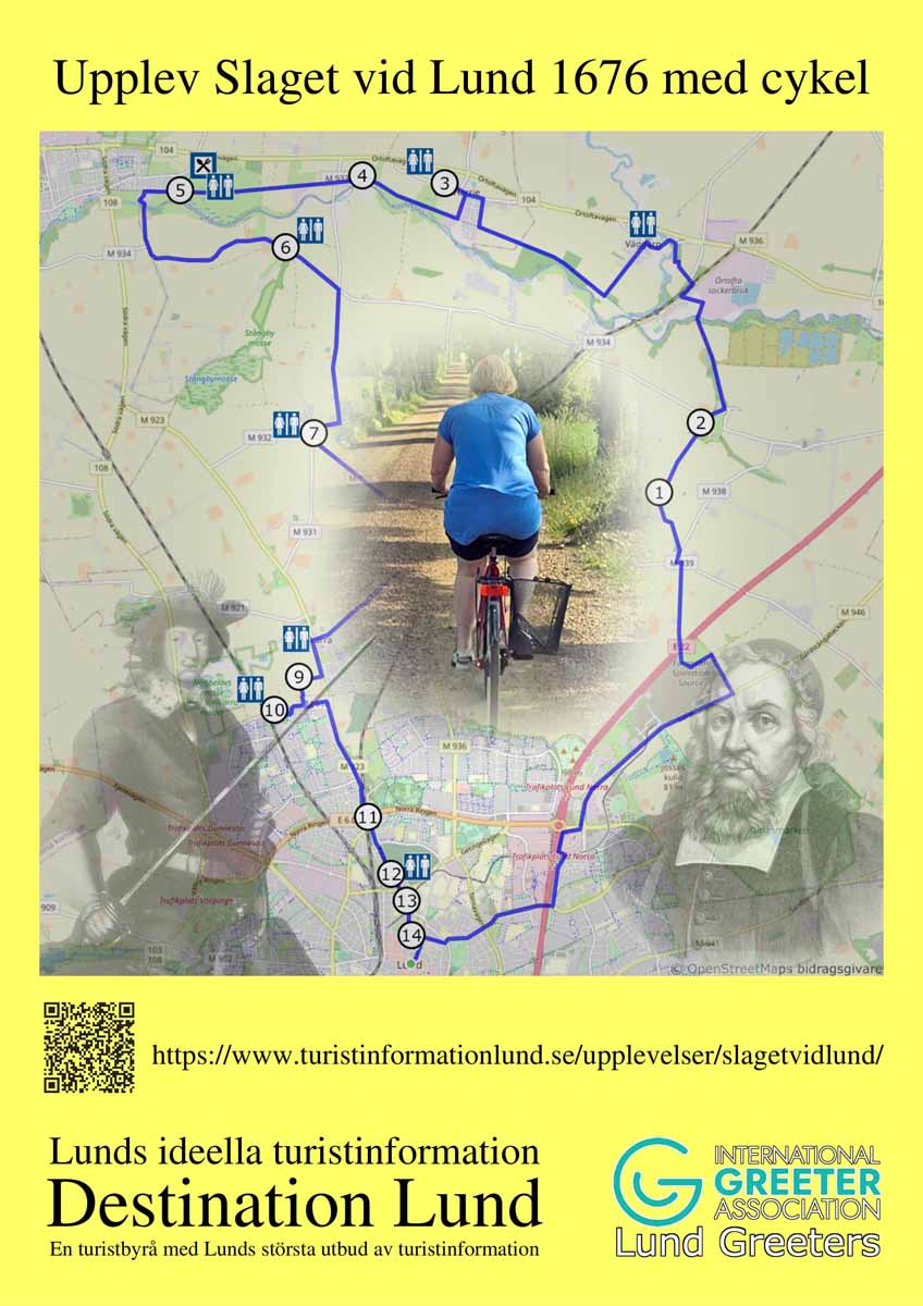 Poster i A3 på svenska om cykelrundan runt området för Slaget vid Lund 1676