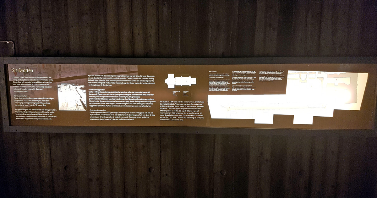 Information om kyrkan Drotten i utställningen i Drottens kyrkoruin i Lund