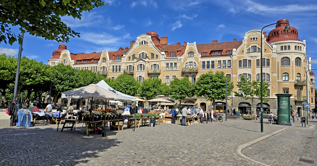 Torghandel på Clemenstorget i Lund