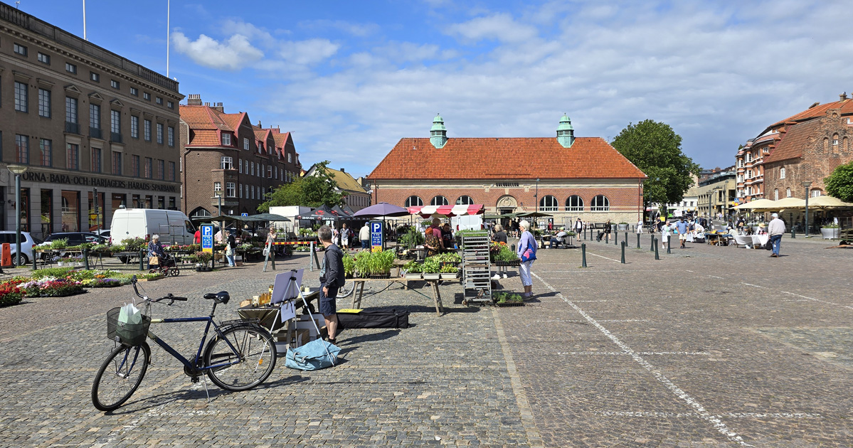 Torghandel på Mårtenstorget i Lund