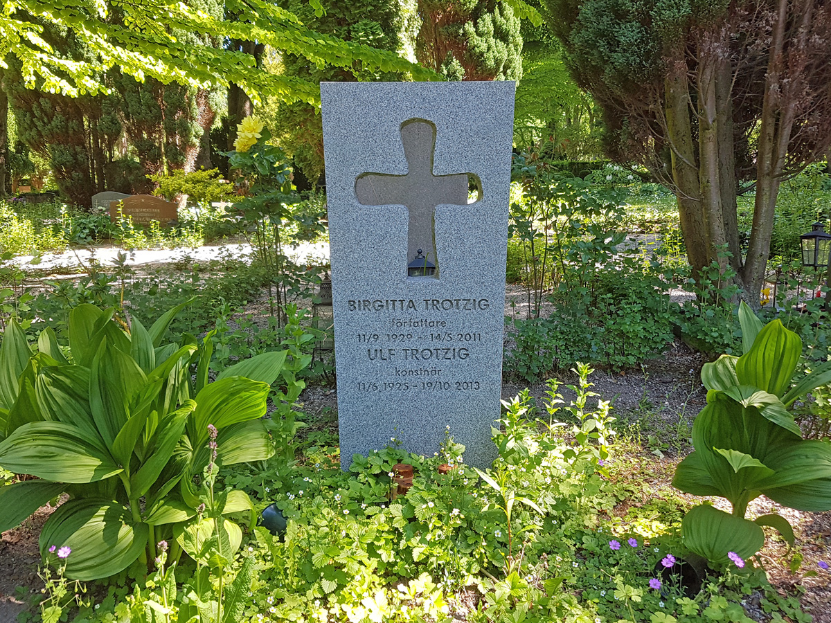 Ulf och Birgitta Trotzigs grav på Norra kyrkogården i Lund