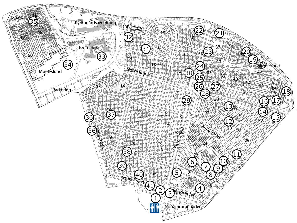 Besökskarta över Norra kyrkogården