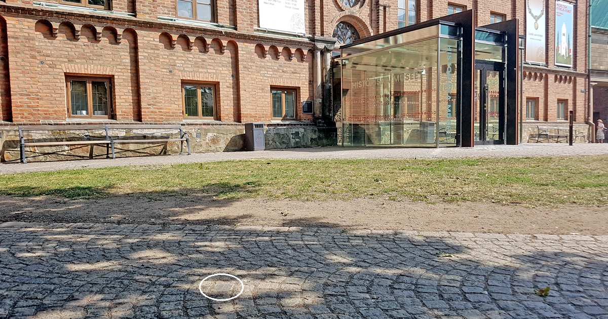 Platsen på Krafts torg i Lund för Ärtarodens plakett