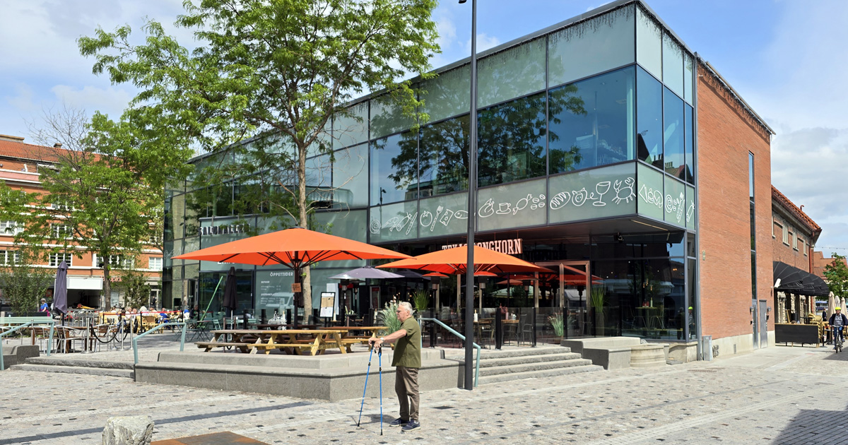 Saluhallen i Lund med den nya delen som byggdes till 2009