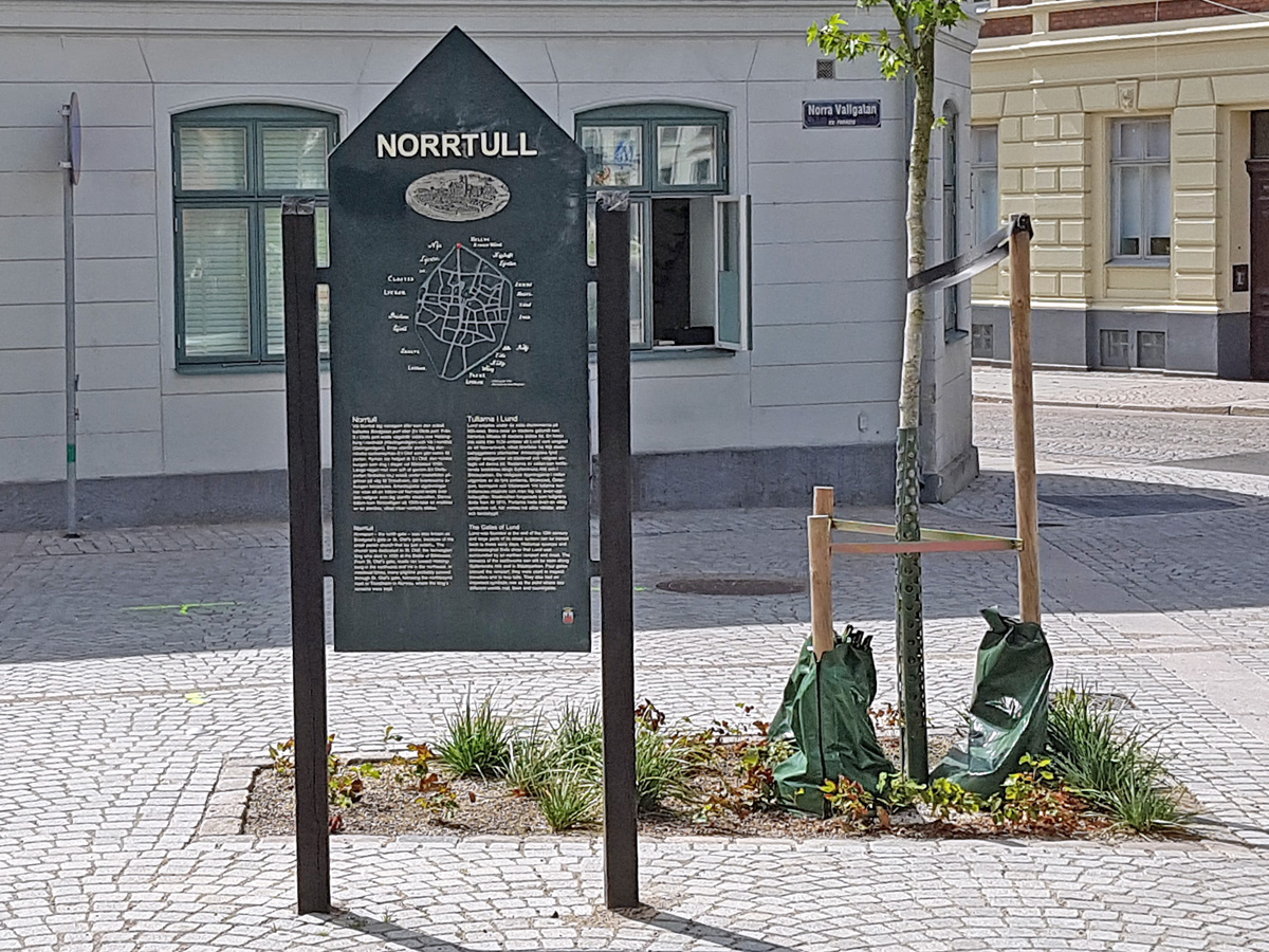 Skylt om Lunds norra infart Norrtull