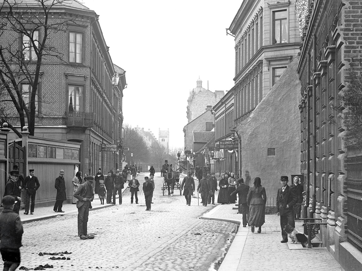 Klostergatan i Lund omkring år 1900