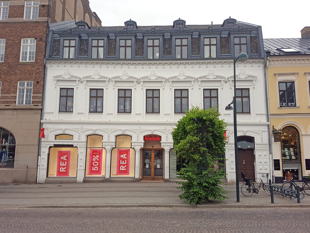 Huset vid Stortorget i Lund där Lindstedts universitetsbokhandel fanns
