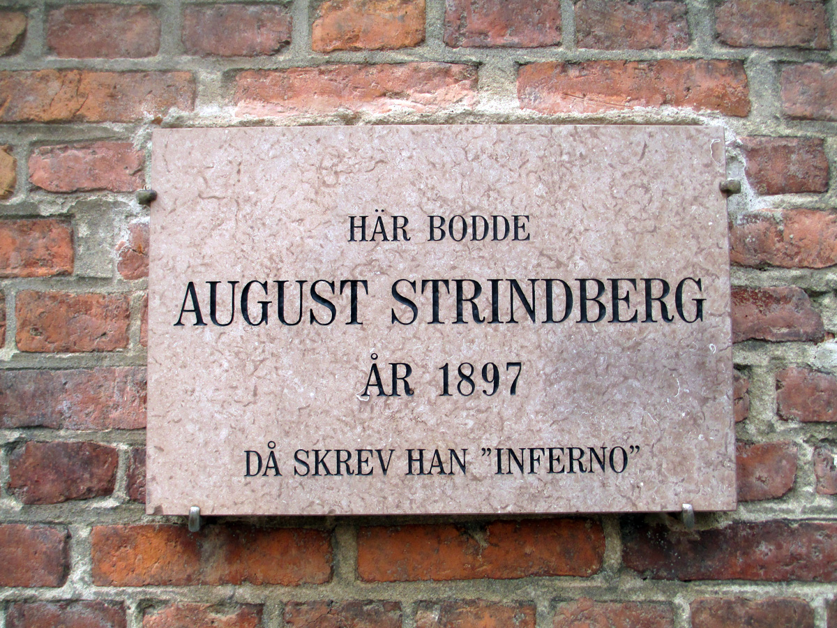 Skylten på August Strindbergs-huset i Lund