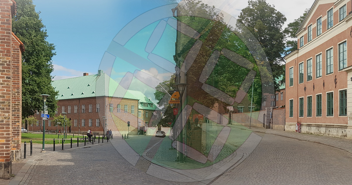 Kungsgatan och Kiliansgatan i Lund runt området där det fanns en trelleborg