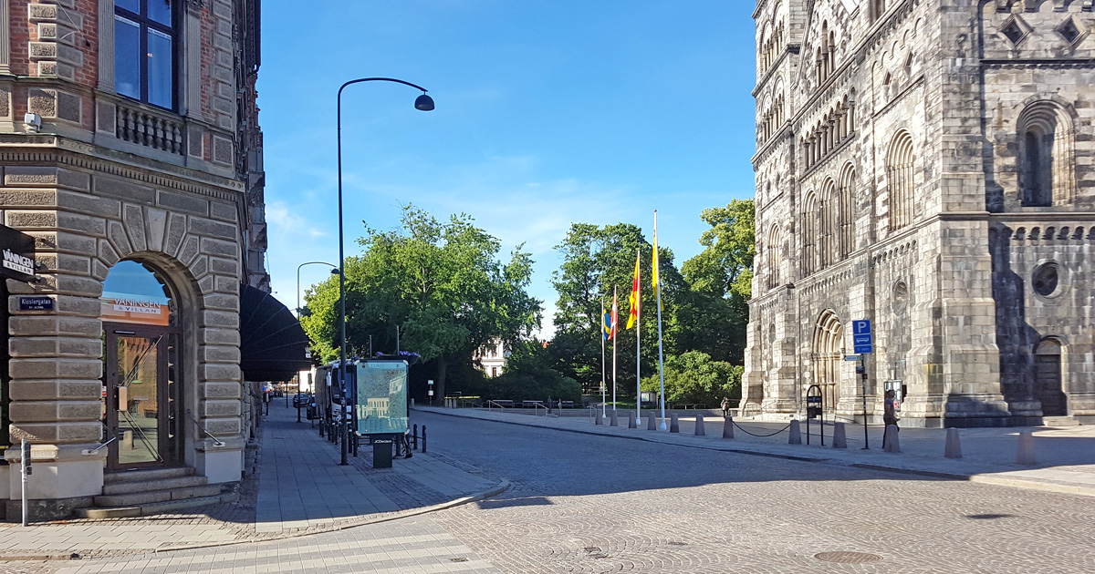 Platsen för domskolans första byggnad i Lund