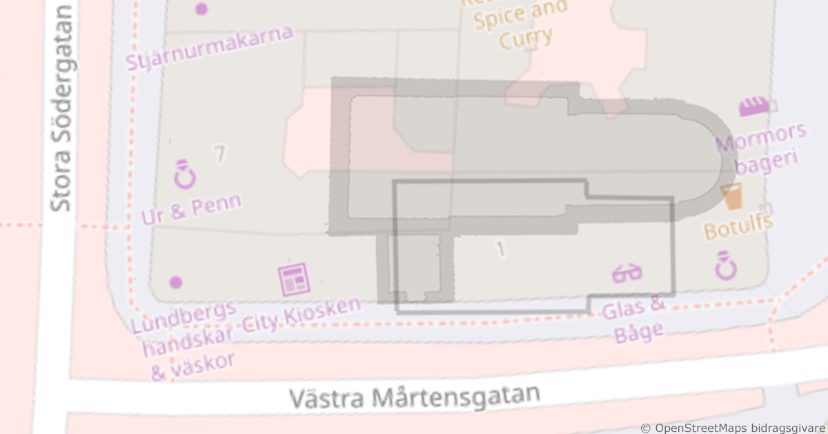 Karta som visar var Sankta Maria kyrka vid torget i Lund fanns